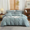 Boqingzhu Halbleinen Bettwäsche Blau 155x220cm Baumwolle Leinen Atmungsaktiv Weich Fein Bettwäsche Set Bettbezug 155 x 220 cm und 2 Kissenbezüge 80 x 80 cm