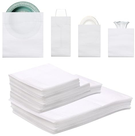 Confezione da 100 pellicole a bolle d'aria, per trasloco, in schiuma, per scatole, per trasloco, stoviglie (4 misure)