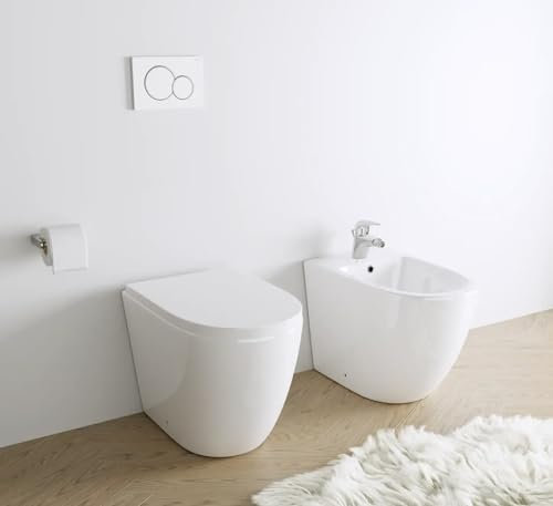 DOMUS ARREDO - Sanitari filo muro in ceramica vaso + bidet + sedile soft close FELCE