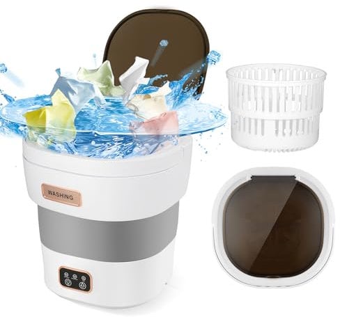 Machine à Laver Portable 12 L, Mini Laveuse Pliable, Cuve à Linge pour Camping, Camping-car, Voyage - Idéale pour Chaussettes et Petits Objets