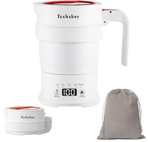 Bouilloire Électrique Pliable 0,7 L - Portable pour Camping et Voyage, Avec Panneau de Contrôle de la Température et Affichage, en Silicone