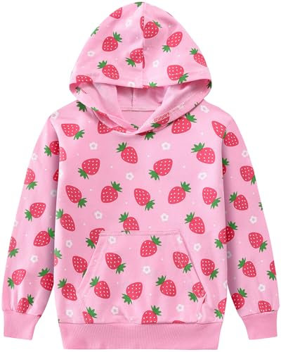 CM-Kid Kapuzenpullover Mädchen Langarm Hoodie Baby Kinder Sweatshirt Baumwolle Warm Winter Tops 2 3 Jahre Erdbeere Rosa Gr.98