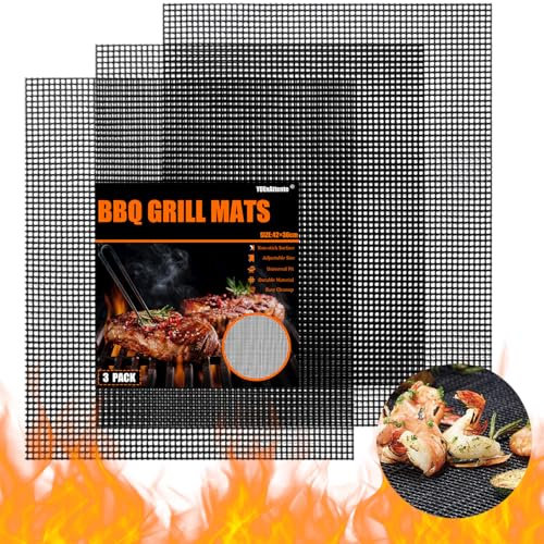 3 Pièces Grille Barbecue decoupable, 42x36 cm Tapis de Cuisson Barbecue Réutilisables et Anti-adhésif pour Gril électrique, Gril à Gaz, Charbon de Bois