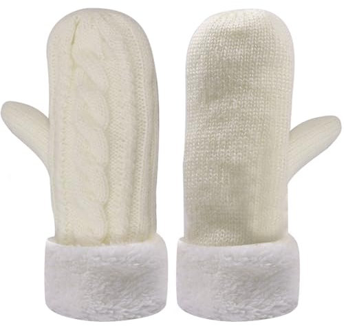 Capgoost Handschuhe Damen Winter Warme, Fäustlinge Damen, Super Dicke Gestrickt Fausthandschuhe, Thermo Gefütterte Handschuhe, Winterhandschuhe Strickhandschuhe Geschenk Weihnachts für Damen Mädchen