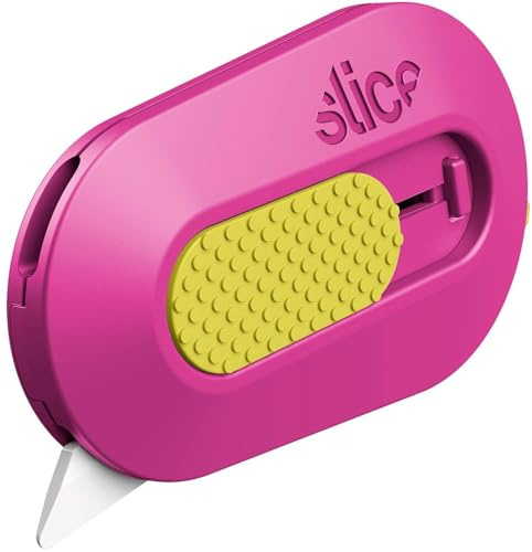 Slice Mini Box Cutter | Manual Retracting | Safe Ceramic Box Cutter Lasting 11x Longer than Metal | Box Opener | 1 Pack | Fuchsia