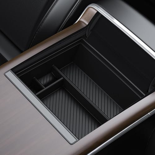 BASENOR Upgraded 2026 Tesla Model S Modell X Center Console Organizer Tray Armlehne Aufbewahrungsbox für Tesla Model S/Model S Plaid Modell X/Model X Plaid Innenzubehör 2022-2026