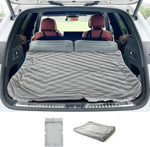 ONTYZZ Auto Matratze SUV Luftmatratze 2 Personen Luftbett für Reisen Camping Isomatte Selbstaufblasende Schlafmatten mit Fuß Pumpe & Kissen Aufblasbare Camping Bett 183 * 131 * 7CM