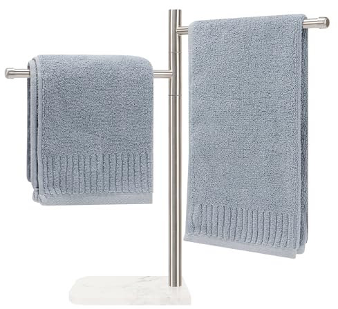 Winmien Handtuchhalter Stehend mit Marmorsockel, 304 Edelstahl Handtuchhalter, Arbeitsplattenständer Handtuchring für Badezimmer (Gebürstetes Nickel)