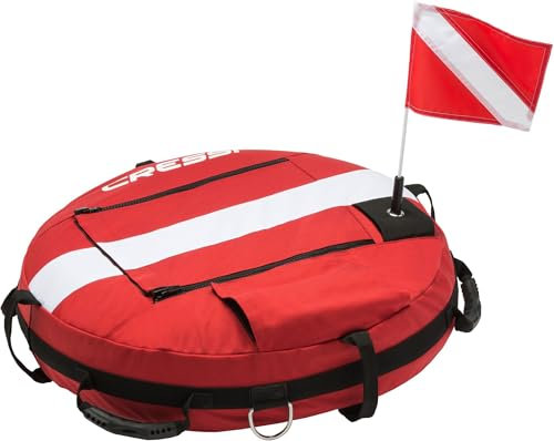 CRESSI Freediving Buoy, Boa Gonfiabile di Segnalazione dedicata all’ Apnea e Immersioni Libere, Nuoto, attività Acquatiche, Grande visibilità Unisex Adulto, Rosso/Bianco, Taglia Unica