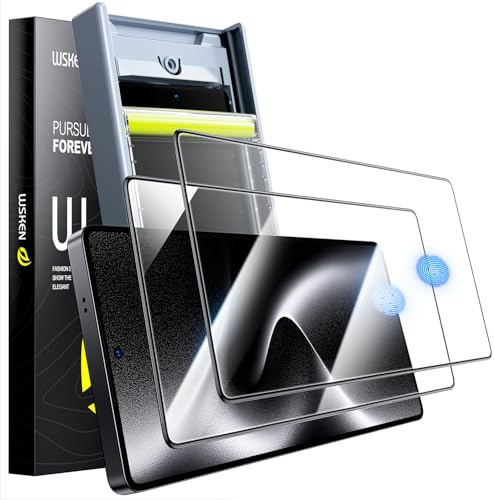 WSKEN Protector de pantalla para Samsung Galaxy S25 Ultra para cristal blindado – [Eliminación automática del polvo] [Fácil instalación] dureza 9H HD transparente Full Screen Protector de pantalla