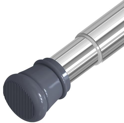 Bastoni per tenda da doccia senza fori, asta regolabile a tensione per doccia, estensibile, con estremità antiscivolo, asta per tenda per armadio, bagno (Argento, 115-255 cm/1 pezzo)