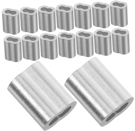 JECOMPRIS 100st Drahtspannfutter Doppelseilklemme Kabelcrimps Drahtseilklemmen Crimp-hülsen Seilspleißwerkzeuge Kleine Kabelschellen Kabelklemme Crimpschlaufe Drahtklemme Silver Aluminium