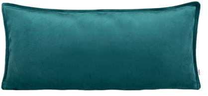 beties Samt&Sonders-Serie, Kissenhülle ca. 30x70 cm mit dekorativer Jeansnaht, aus deutschem Unternehmen in hochwertiger Qualität, Farbe: Petrol