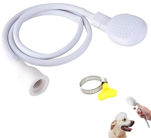 2 Piece White Tap Shower Attachment for Bath Includes Shower Head and Clamp, Shower Tap Attachment for Bath, 1.3m Hose, Ideal for Kids Elderly Travel Portable Handheld Shower for Sink or Bathtub