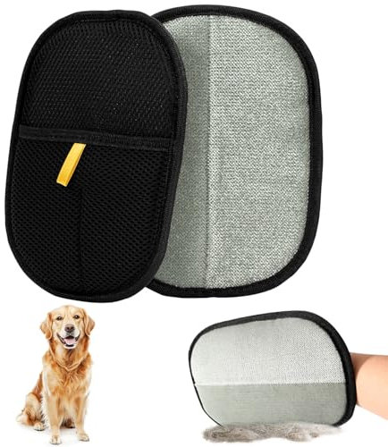 2 Stück Pet Hair Remover Katzenhandschuh, Doppelseitige Fellhandschuhe Katze Pet Grooming Gloves, Fellpflegehandschuh Katze, Tierhaarentferner für Waschen Enthaaren, Reinigung von Teppichen Sofas