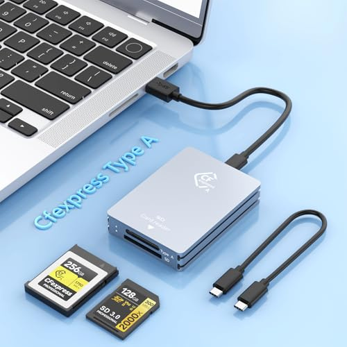 CFexpress Type-A Kartenleser & SD Kartenleser 2 in 1, USB 3.2 (Gen 2) 10Gbps CF Express Typ A CF Leser Adapter Card Reader mit UAB-A & USB-C-Kabel kompatibel mit Windows/Android/Mac OS/Linux