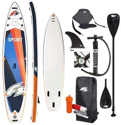 F2 Marken Stand Up Paddle Board Sport Touring SUP 12'2 + Kajak Zubehör Paket