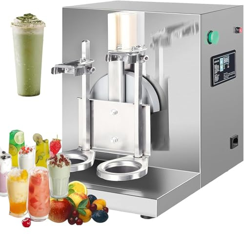 DPLXQPP Coctelera Automática De Doble Estación para Tiendas De Té con Leche,Máquina Eléctrica 120w con Rotación Completa 360°,Acero Inoxidable,Altura Ajustable, Bubble Tea,Frappés Y Bebidas Frías