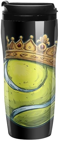 Tennis Ball with Crowned Novelty Coffee Mug Funny Insulated Tumbler Leak Proof Travel Cup with Lid 250 350 Ml