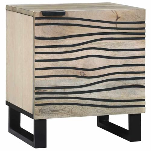 Qnhdfrt Solid Mango Wood Nightstand with Wavy Front