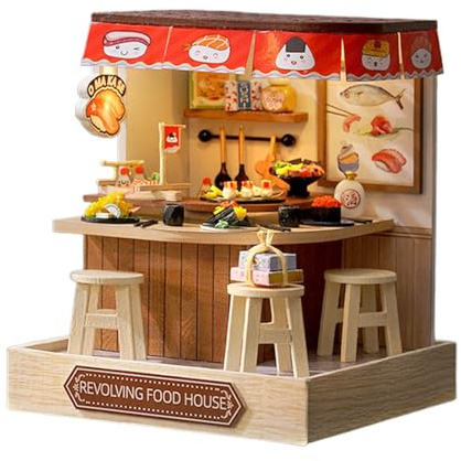 Protoence Miniatur Bausatz | Miniatur-Wohndekoration Mit Beleuchtung | Kleines Puppenhaus Zum Basteln Und Bauen - Für Wohnzimmer Schlafzimmer Tisch Küche Büro Kaminsims Bar Innenbereich Weihnachten