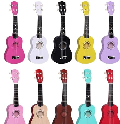 Ukulele 21 Zoll Große Anfängerfreundliche Farbenfrohe Ukulele Aus Vollholz Tragbar Und Kreativ(Red)