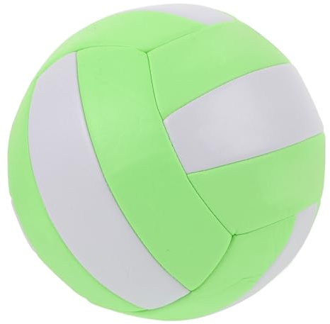 Veemoon Ballon de Volley-Ball en Salle Souple Taille 5, Matériau Épais Solide, Design Bicolore Vert Blanc, Ballon D'entraînement Polyvalent pour Compétition et Sport Intérieur