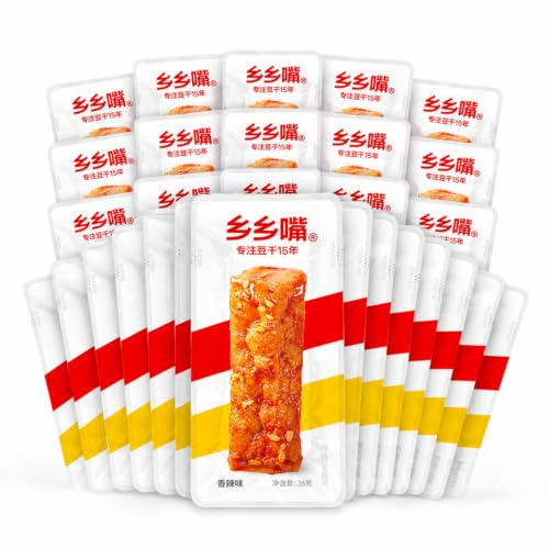 Ezzlorian Scharfe Tofu-Snacks, Saftig & Aromatisch, Pflanzlicher Protein-Snack, Fertiger Asiatischer Snack, 13g pro Beutel, 5er Pack