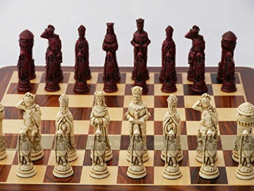 Berkeley Chess Camelot Ornamental Chess Set (Cream and red, Board not Included)