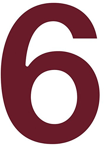 Hausnummer 6, Design Hausnummer aus Edelstahl in Rot
