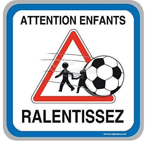 AUA SIGNALETIQUE - Panneau Attention enfants ralentissez - NR (Non Rétro), 350x350 mm alu type routier