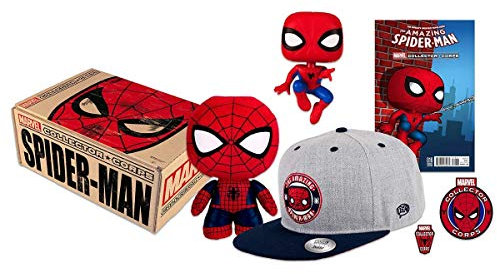 Funko Marvel Spider-Man Sammler Truppen Kiste (Spiderman Pop! #160 Vinyl Wackelkopf, Fabrikations #32 Plüsch Figur, #016 Variante Edition Comic + und Mehr