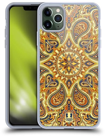 Head Case Designs Gold Intricate Paisley Gel Case [Military Grade Protection] Compatible with Apple iPhone 11 Pro Max and Compatible with MagSafe