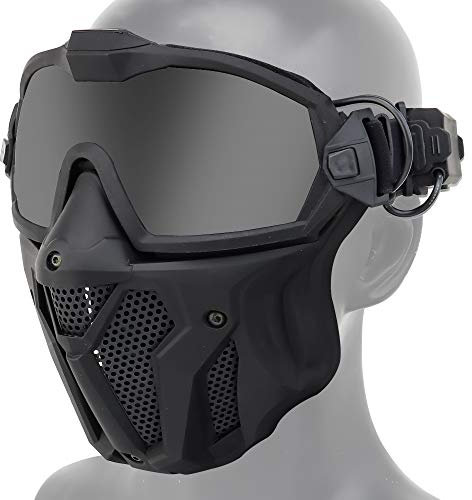 ATAIRSOFT Taktisch Airsoft Anti-Beschlag Anti-Ultraviolett UV Schutzbrille und Netzmaske Set mit Austauschbaren Gläsern (Schwarz)