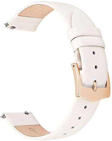EACHE Cremeweiß White Leder Uhrenarmbänder für Damen 20mm Damen Dünne Lederarmband Roségoldener Schnalle