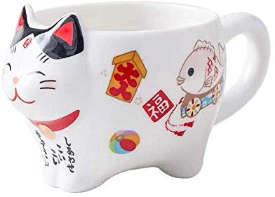 SGSG Juego de té de Porcelana de Gato Tetera de Taza de té de cerámica Creativa con Filtro Juego de Taza de Agua de Tetera de Gato Lindo