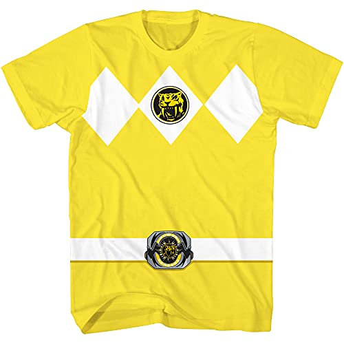 Power Rangers Mighty Morphin - T-shirt de costume d'armure pour jeunes - Rouge, bleu, jaune, rose, vert, noir, bleu, jaune, Taille XL