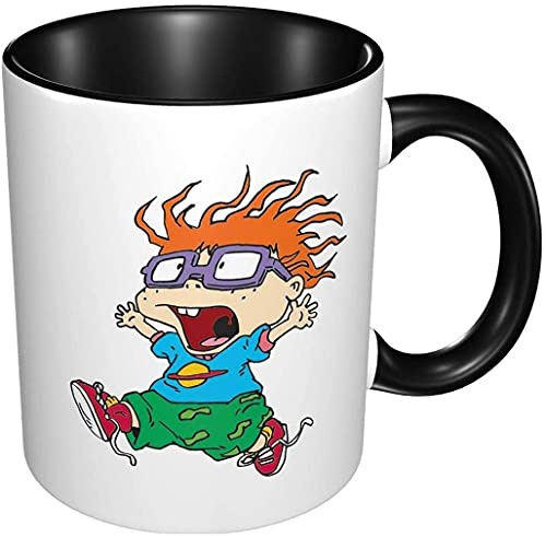 KEROTA Ceramic Tea Cup Coffee Mugs Rugrats Personalized Double Color Coffee Mug Tea Cup Novelty Gift Present White Ceramic for Christmas Thanksgiving Festival