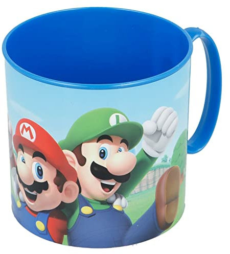 Kids Character Cute Mini Mug 265ML Drinking Re-Usable Plastic Cup Microwave Safe (Super Mario)