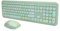 Yunseity Combinación de Teclado Y Ratón Inalámbricos de 2,4G, Teclas Redondas de Colores, Bonito Teclado Estético, Teclado de Máquina de Escribir QWERTY de Tamaño Completo de 110 Teclas(Verde Mixto)