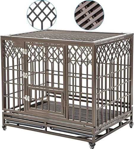 SMONTER Hundekäfig, robust, aus Metall, für den Innen- und Außenbereich, robust, 106 cm