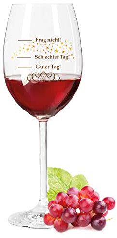 GRAVURZEILE Copa de vino con impresión UV - Mal día, buen día, no preguntes. - Regalo divertido - Regalos para verdaderos amantes del vino para cumpleaños - Copa de vino con barómetro de estado de