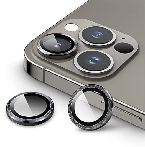 JETech Pellicola Fotocamera per iPhone 13 Pro 6,1 Pollici e iPhone 13 Pro Max 6,7 Pollici, 9H Vetro Temperato Copri Anello Individuale in Metallo, HD Chiaro, 1 Set (Grafite)