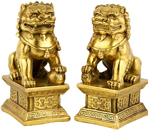 Foo Dogs Guardians Löwen-Statuen – 2 Stück Fu-Hunde-Figur – Glückwunsch zur Abwehr böser Energie