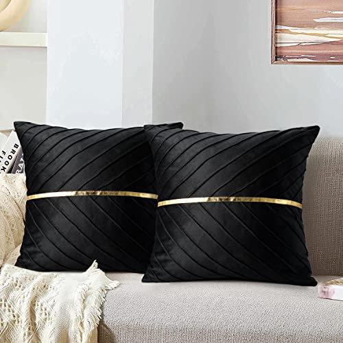 MAIXUN Kissenbezug 50x50 Schwarz Dekokissen Sofakissen Weich Couchkissen Zierkissenbezug Kissenhüllen Versteckter Reißverschluss für Wohnzimmer Sofa Boho Dekor Schlafzimmer 2er Set