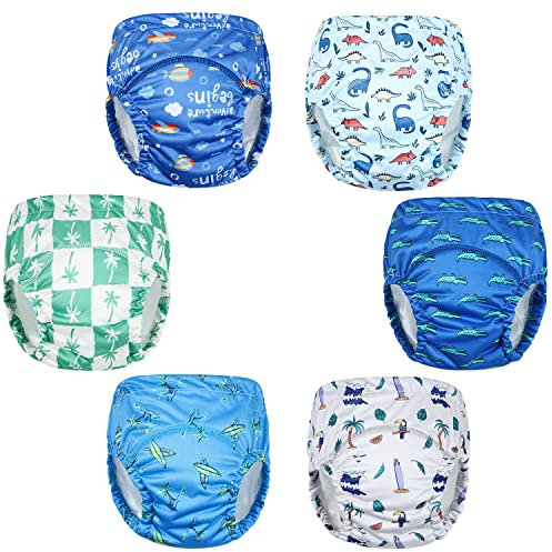 MOEMOE BABY Potty Training Pants Waterproof Training Pants,Toddlers Training Pants for Boys, Reusable Potty Training Underwear Leakproof Toilet Training Pants,6 Packs,4 Years,Blue