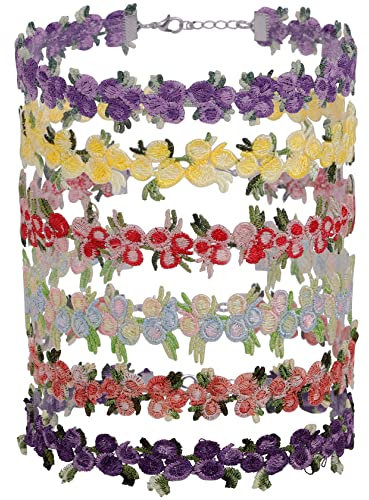 MILAKOO 6 St.Spitze Halsband Set für Damen Kropfband Frauen Blumen Choker Tattoo Halskette Mädchen