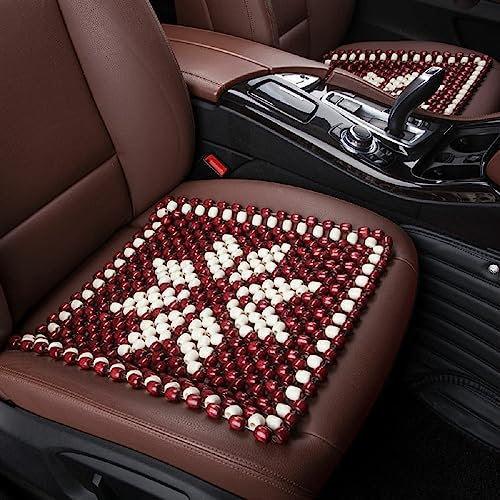 MANUKS Holzperlen Sitzauflage Auto Holzkugeln Massage Holzperlen Sitzaufleger Sommer Universal Für Fahrersitz Und Beifahrer Auto Bürostuhl,1 Stück - 42 X 42 cm (B)