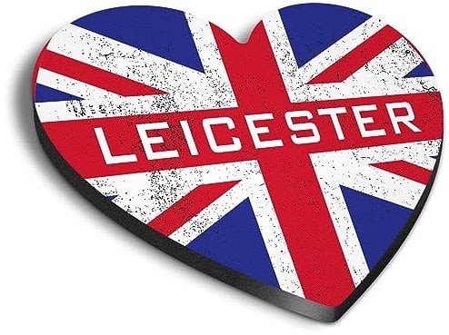 1x Heart MDF Magnet 6cm - Leicester England Flag Circle - Fridge Locker Office Whiteboard Toolbox #59473
