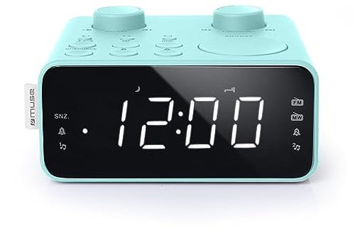 Muse M17CB. Radio Reloj Alarma Dual PLL. Pantalla 0,9 Pulgadas LED Blanco con dimmer y función 24Hr. Sintonizador Digital FM/MW PLL 6 presintonias (3FM + 3MW). Despertador por Radio o Buzzer.